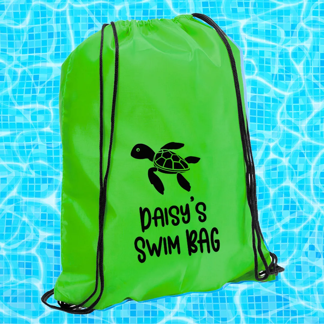 Personalised Children's Aquatic Drawstring Swim Bag
