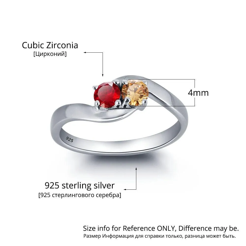 Personalized Love Promise Rings - Engraved Two Layer Names & Birthstone, Elegant Jewelry for Women -  Classic On-Trend Jewelry Collection For Women Of All Ages