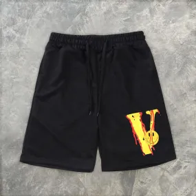 Personalized smiley print elastic waist shorts