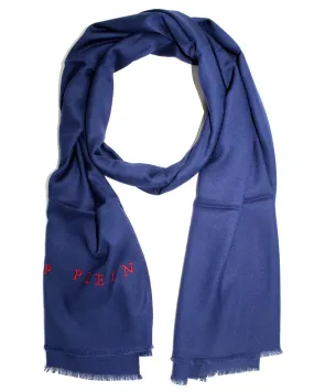 Philipp Plein Scarf Navy Red Logo - Designer Shawl FINAL SALE