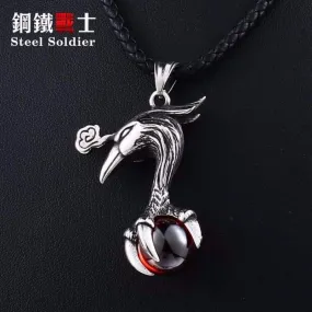 phoenix bird pendant Necklace for Men with Red stone Viking Choker Amulet Jewelry