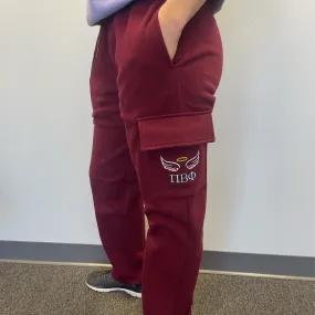 Pi Beta Phi Wings and Halo Fleece Cargo Sweatpants - Burgundy