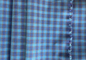 Picnic Basket Denim Blue & Pumpkin Plaid Cotton Shirting