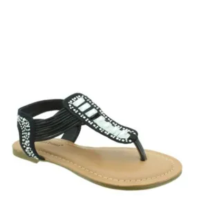 Pierre Dumas Girl's Pearl-6 Rhinestone Sandal - Black 41515-401