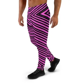 Pink Black V Shape Stripe Print Designer Men's Joggers Jogging Bottoms Pants- Made in EU
