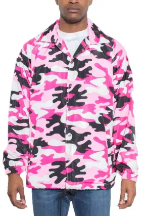 Pink Camo Snap Button Coachs Jacket