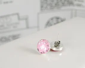 Pink Circuit Board Post Earrings