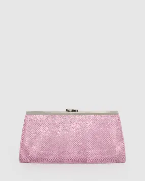 Pink Crystal Top Clasp Clutch Bag