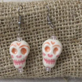Pink Day of the Dead Drop Earrings