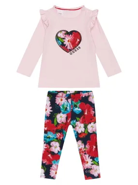 Pink Floral Long Sleeves and Leggings Set (3-18M)