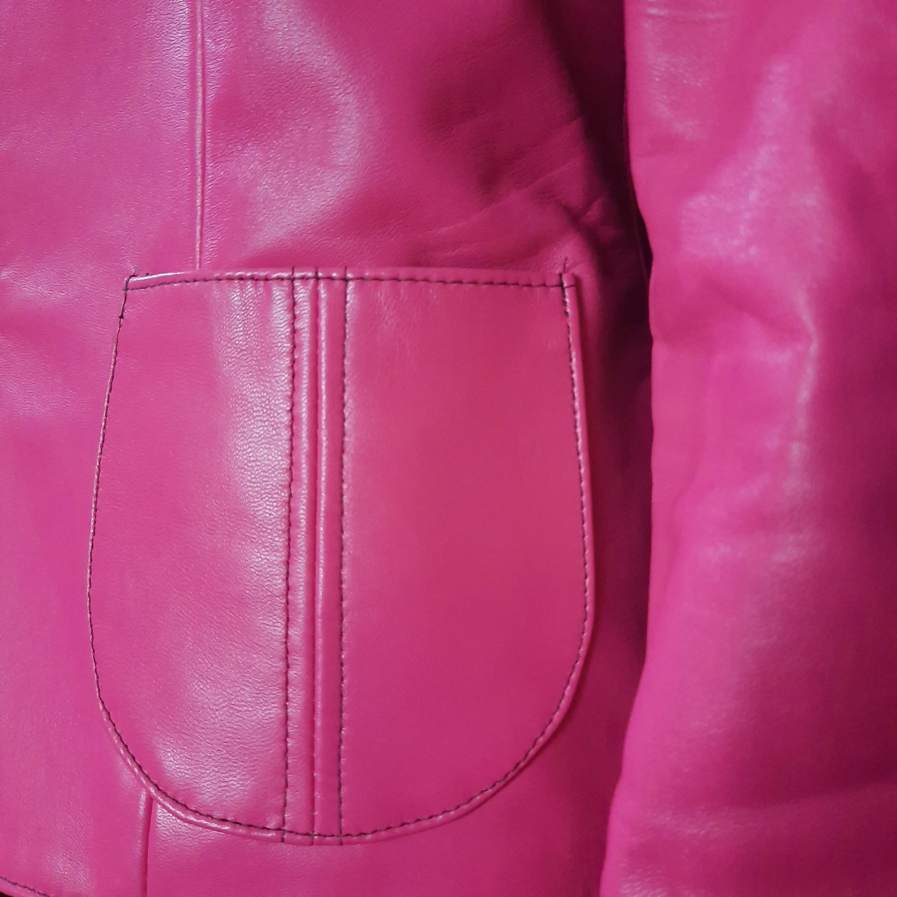 Pink Leather Blazer Jacket Size M