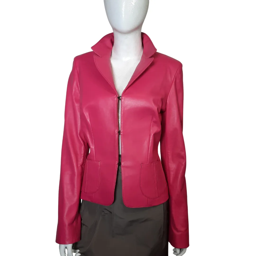 Pink Leather Blazer Jacket Size M