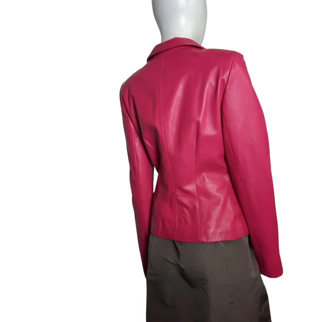 Pink Leather Blazer Jacket Size M