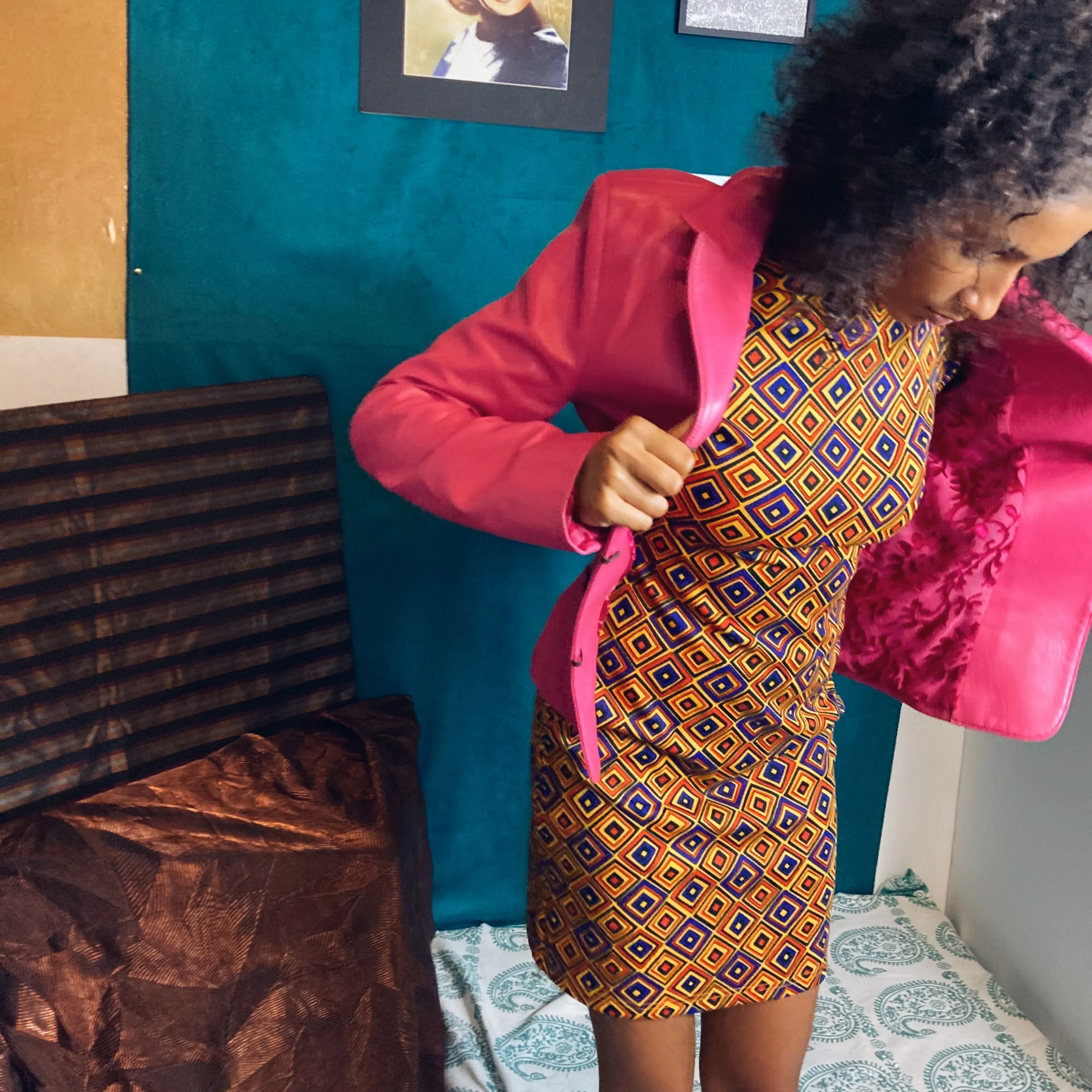 Pink Leather Blazer Jacket Size M