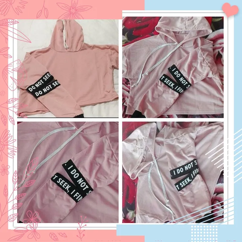Pink Letter Drawstring Hoodie