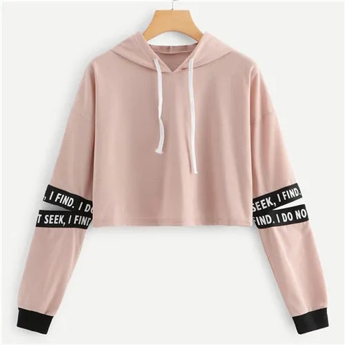 Pink Letter Drawstring Hoodie