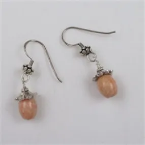 Pink Marble & Silver Earrings
