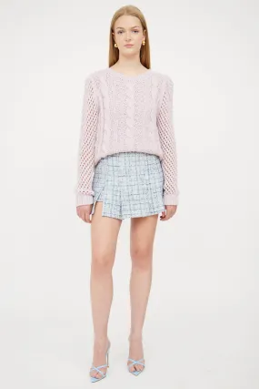Pink Metallic Cable Knit Sweater