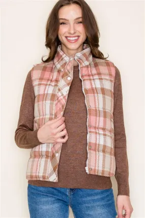 Pink Plaid Vest - FINAL SALE