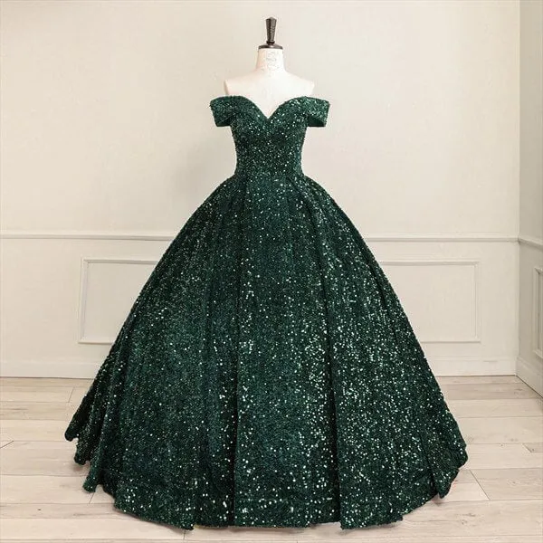 Pink Quinceanera Dresses Sequin Off The Shoulder Ball Gown Dresses