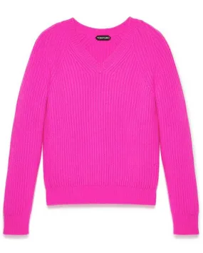 Pink Ribbed Pure Cashmere Sweater