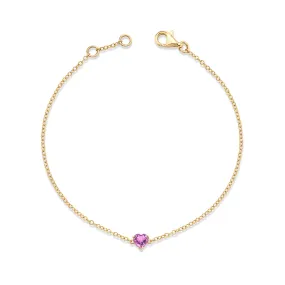 PINK SAPPHIRE BABY HEART ANKLET