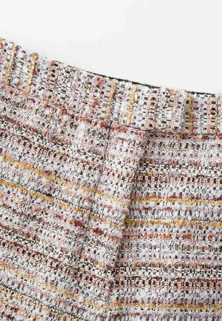 Pink Tweed Straight-leg Pants