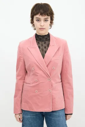 Pink Velvet Double Breasted Blazer