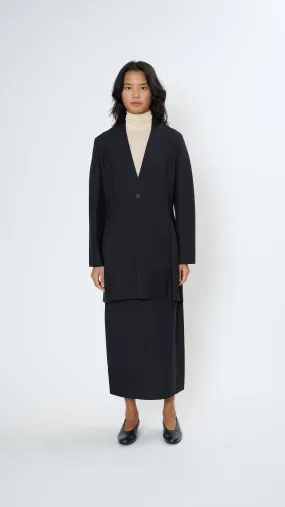 Pinstripe Knit Blazer in Black