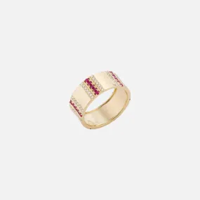 Pinstripe Strength Diamond and Ruby Cigar Band Ring