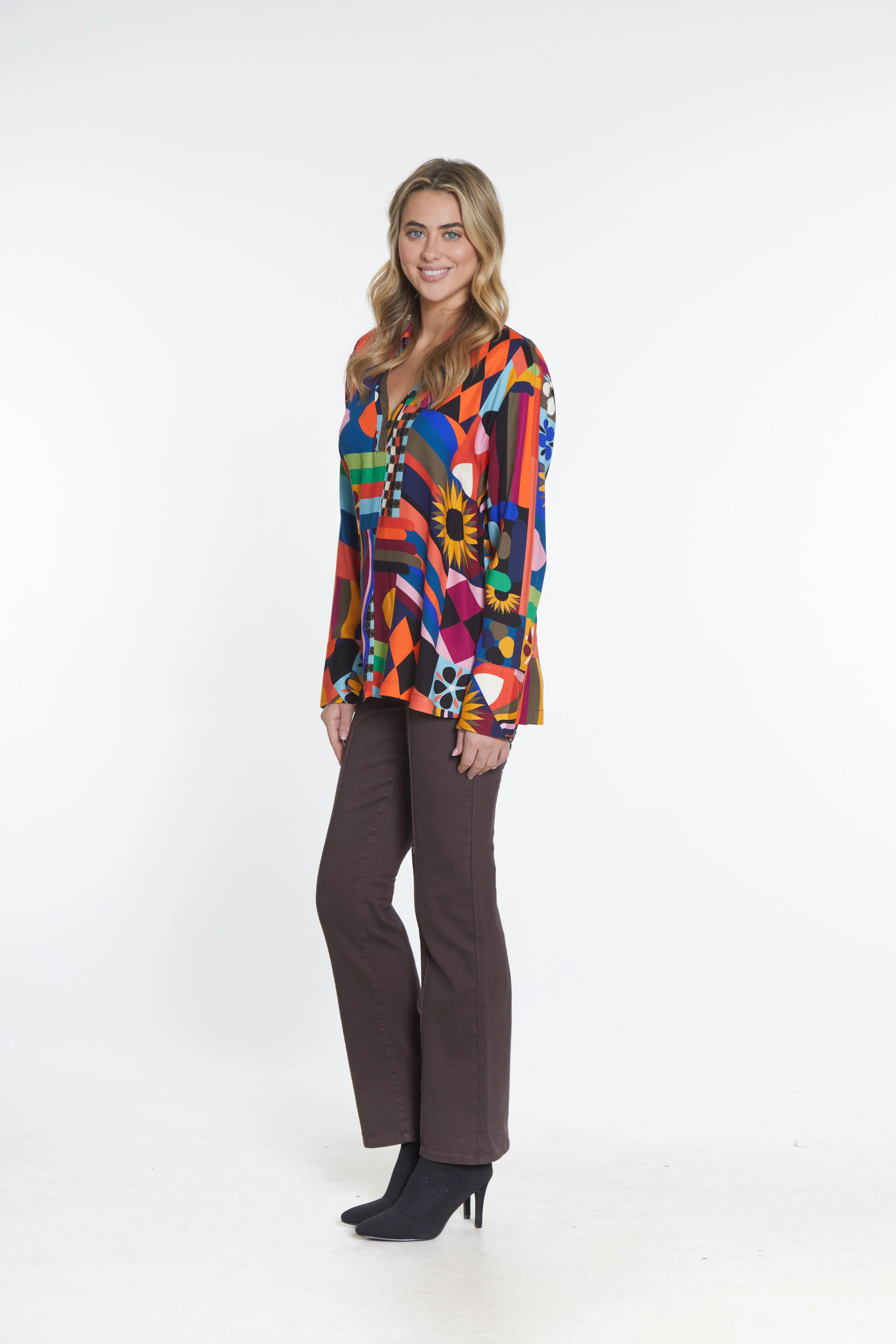 Pintuck Bootcut Jean - Chocolate