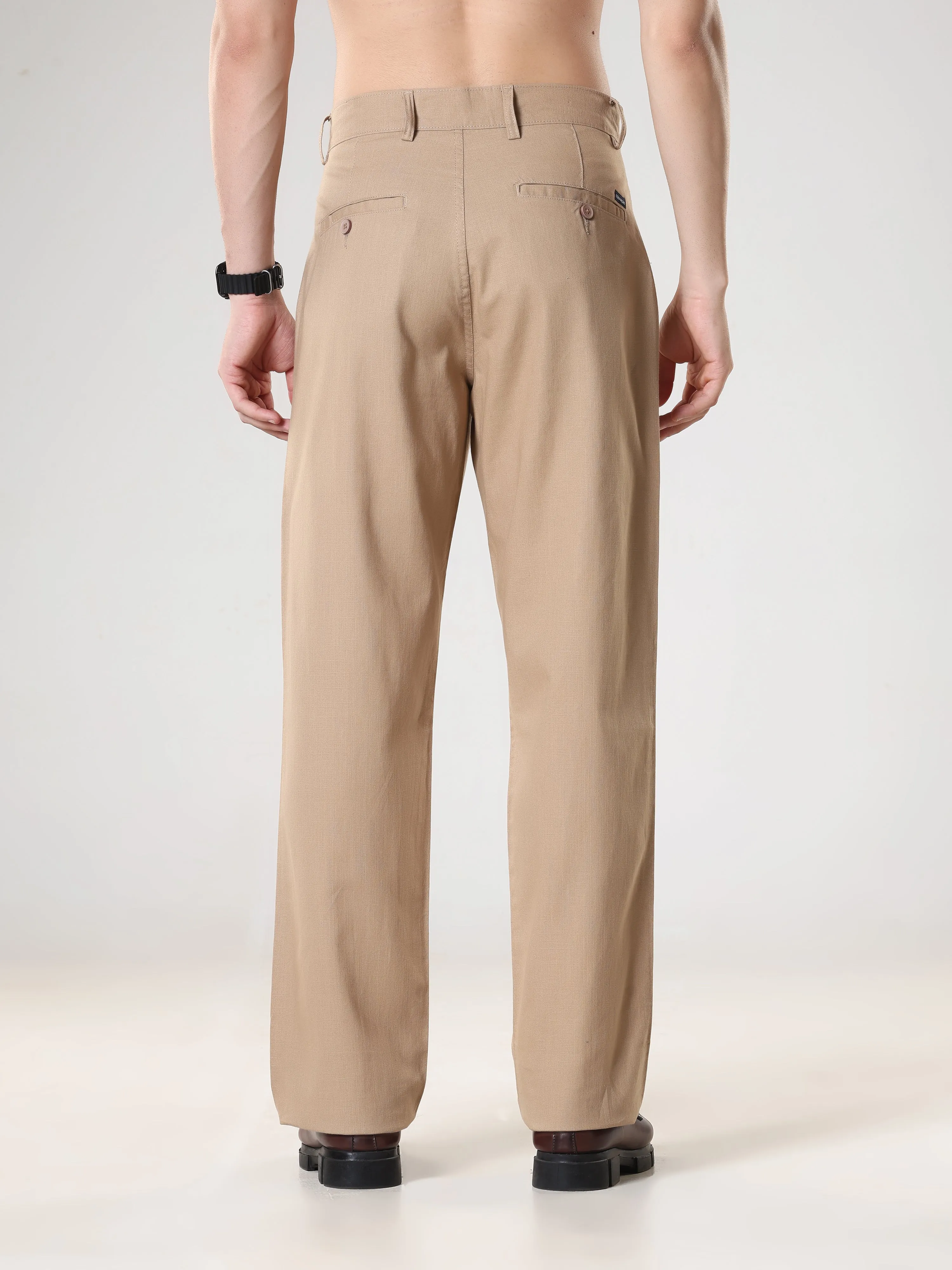 Piper - Comfort Fit  Linen Trouser - Khaki