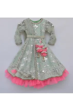 Pista green gota embroidered anarkali