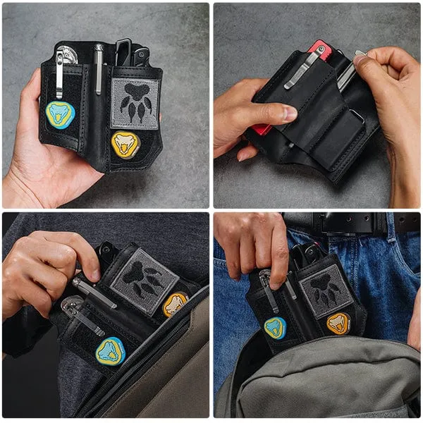 PL8 Multitool Sheath, EDC Leather Organizer Sheath with DIY Patch Area