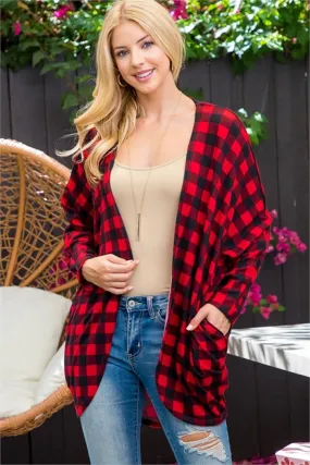 Plaid Front Pocket Cardigan
