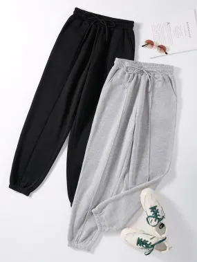 Plain Knot High Waist Long Women Sweatpants