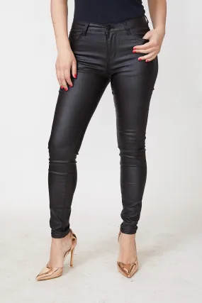 PLAIN LEATHER LOOK PANTS