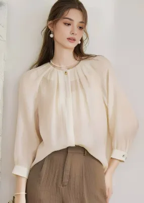 PLEATED TENCEL SHIRT