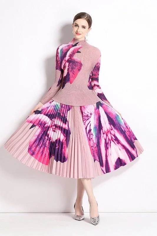 Pleated Two-Piece Maxi Skirts