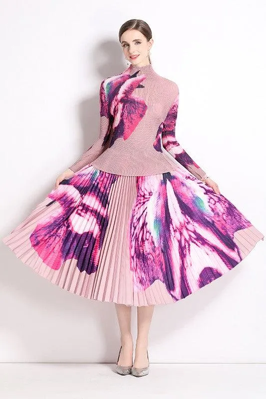 Pleated Two-Piece Maxi Skirts
