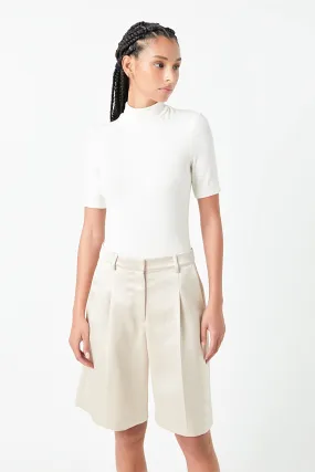 Pleated Wide Satin Shorts