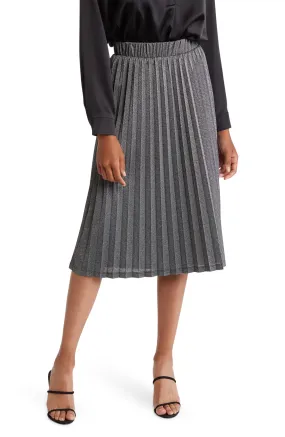 PLEIONE Metallic Knit Pleated Skirt