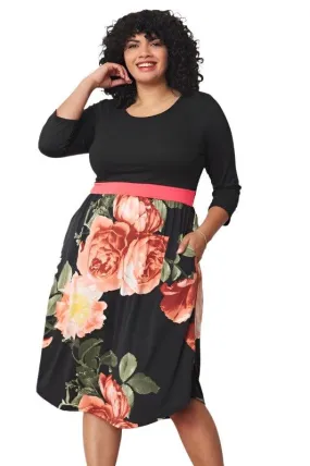 Plus Curved Hem Band Midi Dress