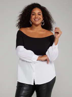 Plus Off-Shoulder Two-in-One Style Top