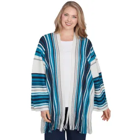 Plus Open Multi Stripe Cardigan Jade Multi   - Ruby Rd