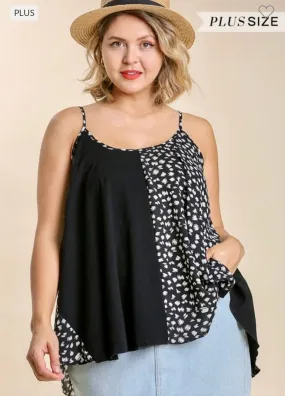 Plus Size Animal Print Tank in Black