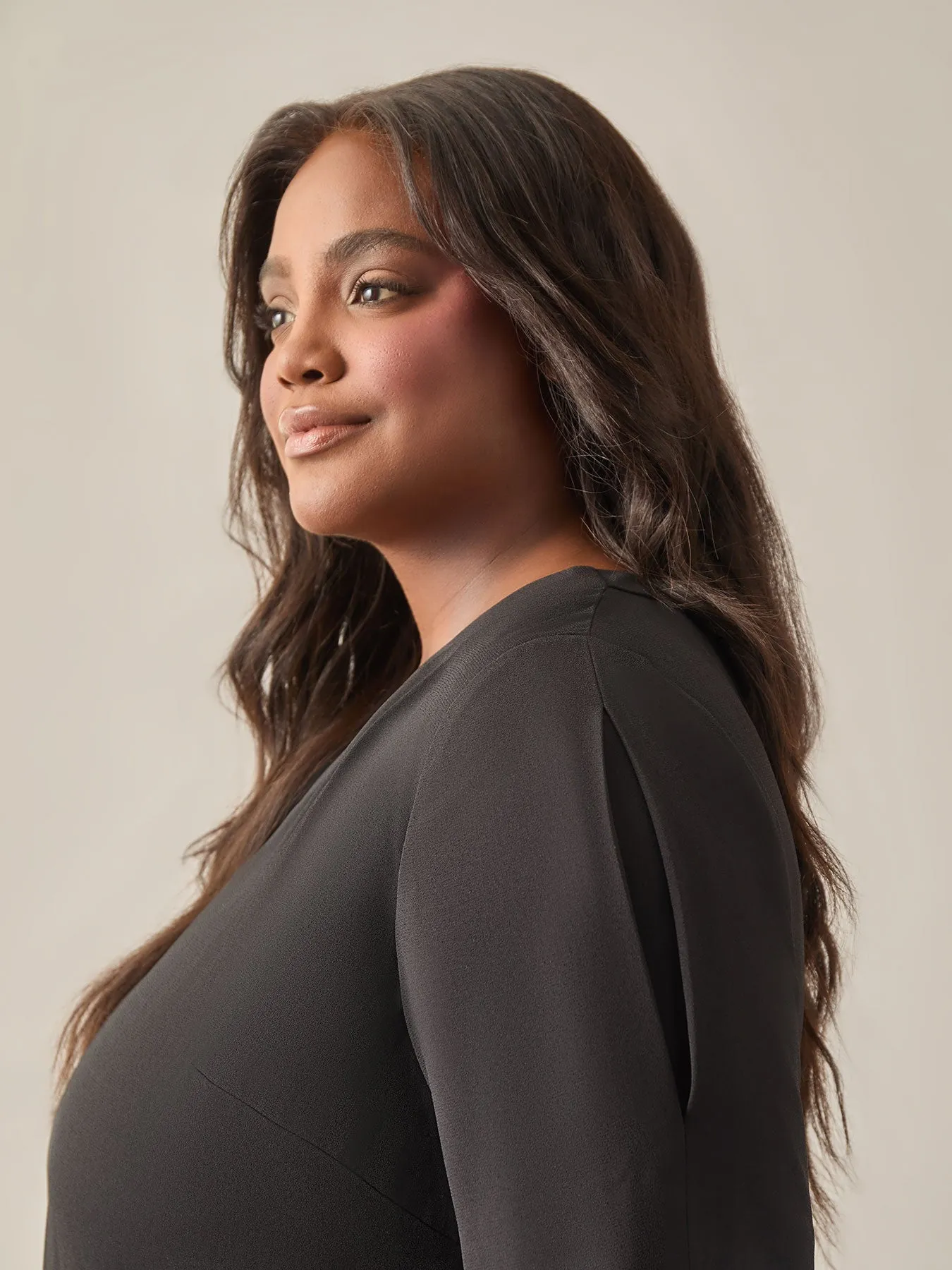 Plus Size Everyday V-Neck Blouse, Black