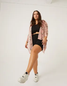 Plus Size Floral Sheer Cardigan