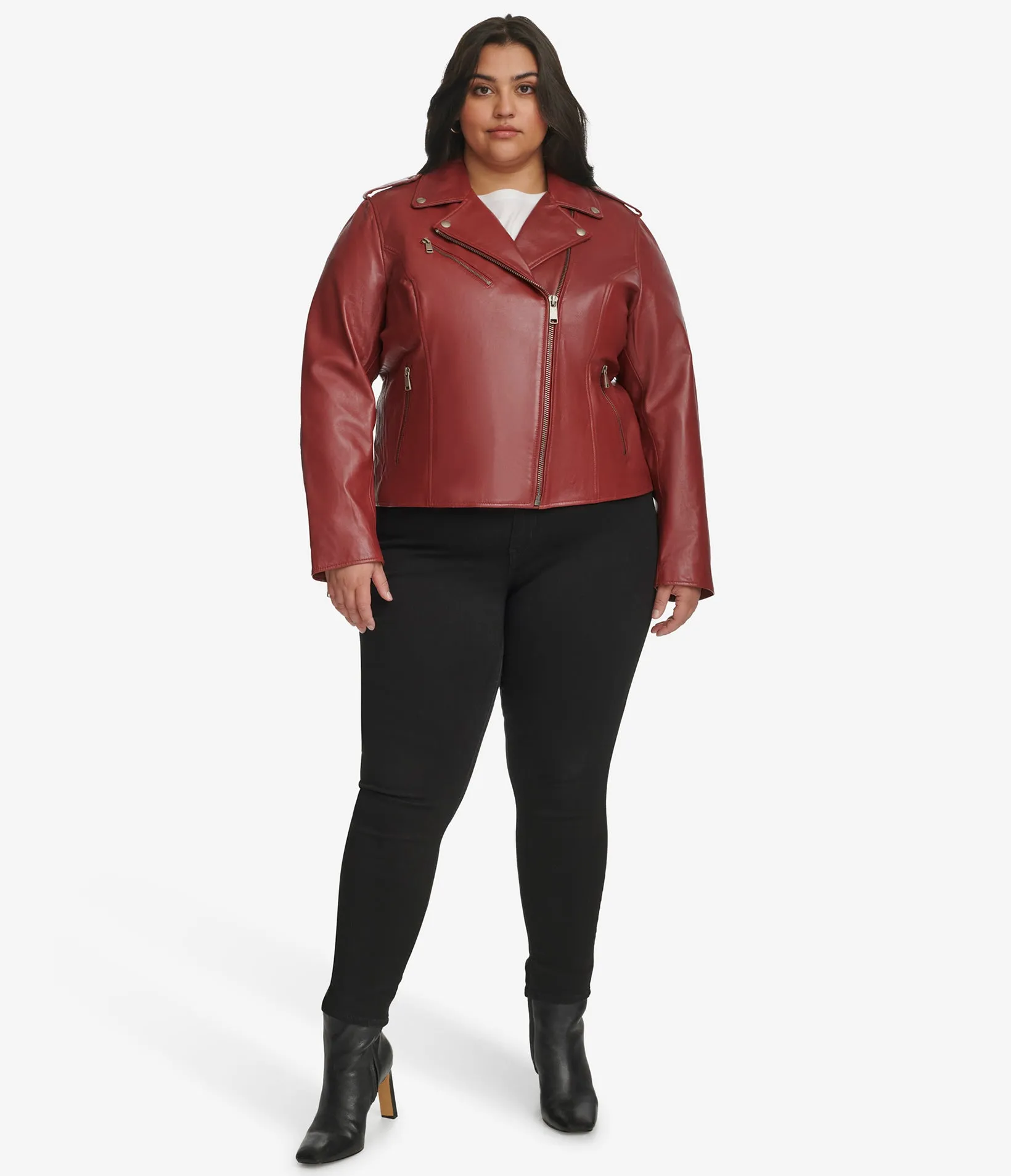 Plus Size Madeline Asymmetrical Leather Jacket