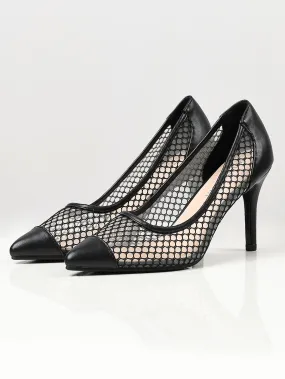 Pointed Net Heels - Black